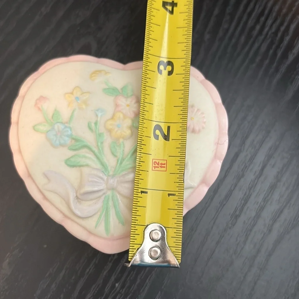 Heart-Shaped Floral Ceramic Trinket Box